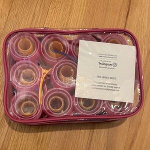 Pink Hair Roller Set with Case